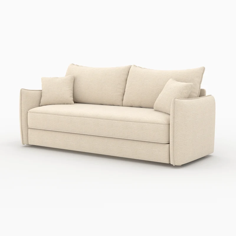 Canapé convertible 3 places Céleste en tissu effet lin blanc cassé