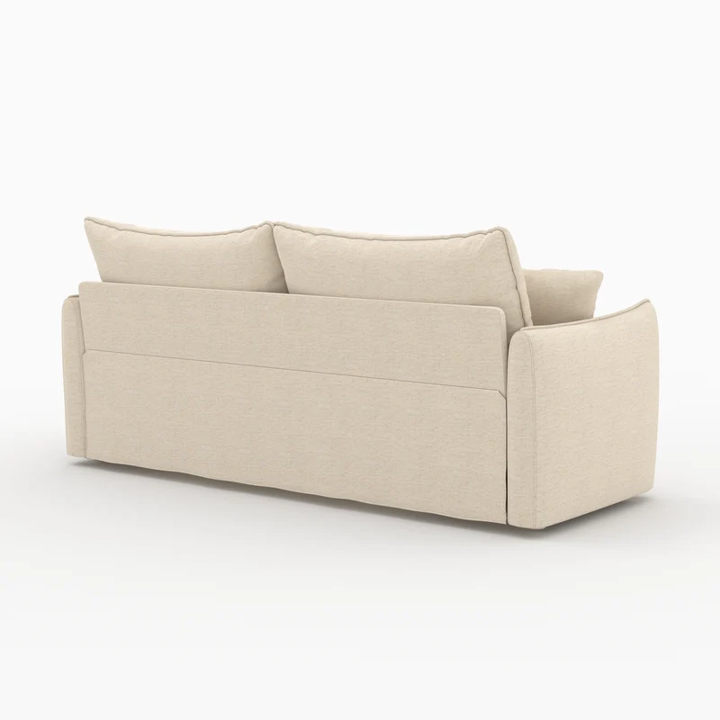 Canapé convertible 3 places Céleste en tissu effet lin blanc cassé