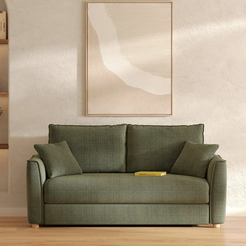 Canapé convertible 2 places Olympe en tissu texturé vert kaki