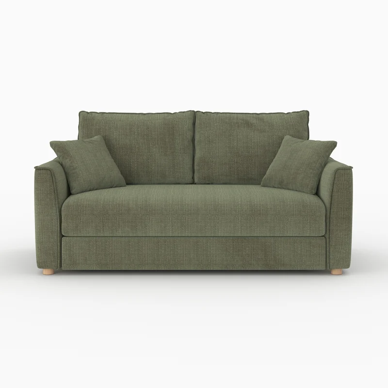 Canapé convertible 2 places Olympe en tissu texturé vert kaki