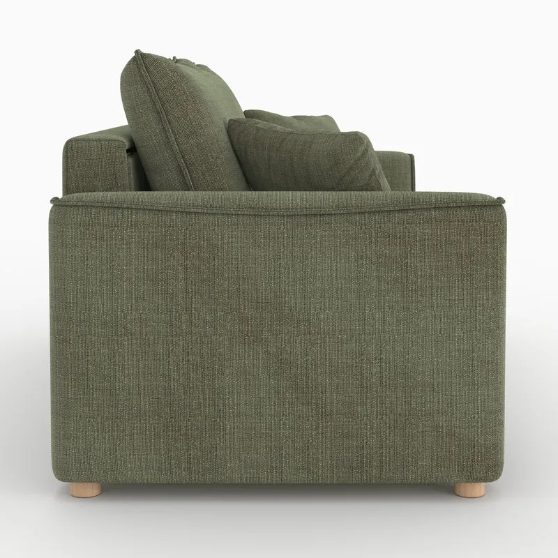 Canapé convertible 2 places Olympe en tissu texturé vert kaki