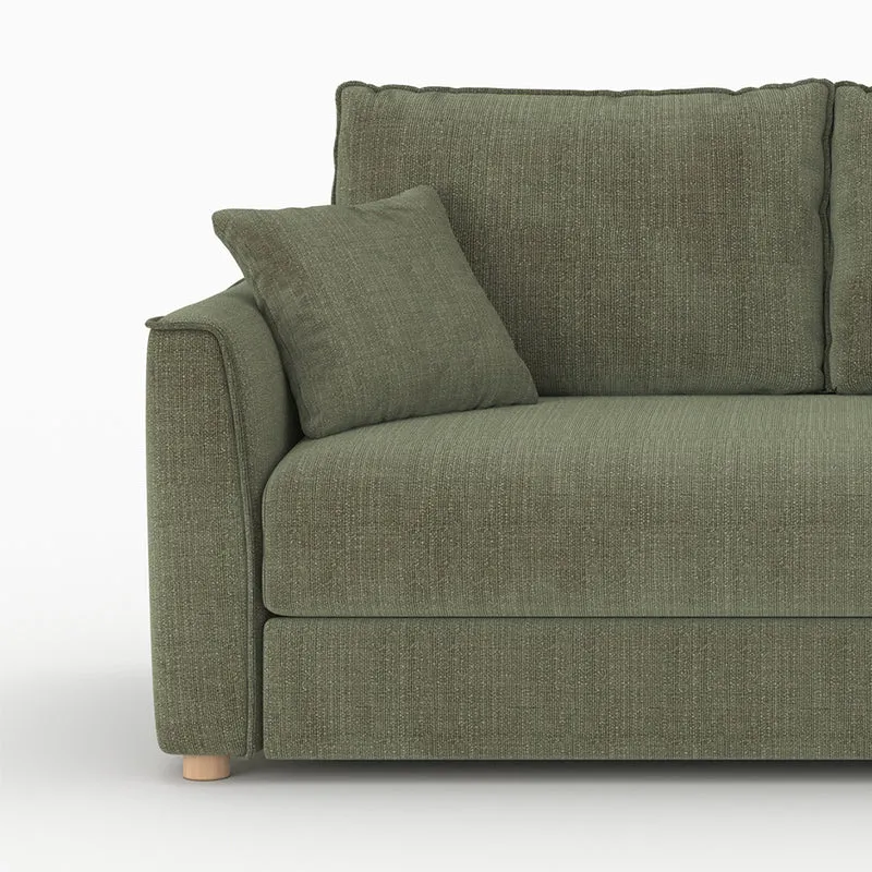 Canapé convertible 2 places Olympe en tissu texturé vert kaki