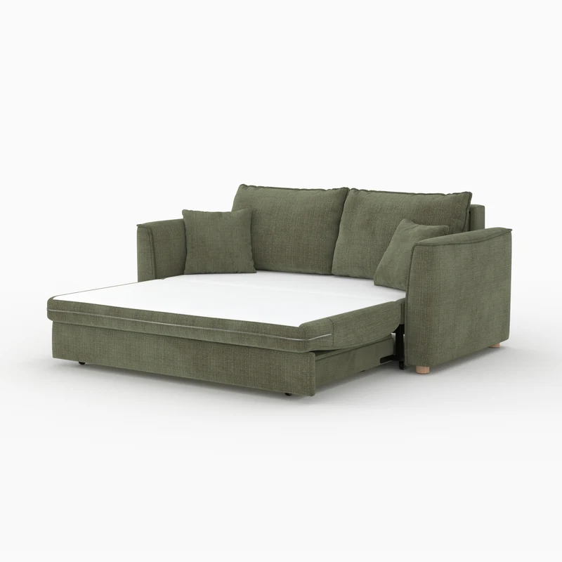 Canapé convertible 2 places Olympe en tissu texturé vert kaki