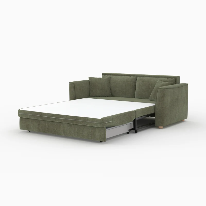 Canapé convertible 2 places Olympe en tissu texturé vert kaki