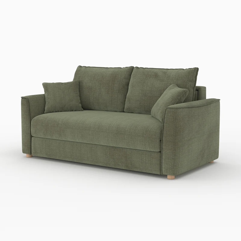 Canapé convertible 2 places Olympe en tissu texturé vert kaki