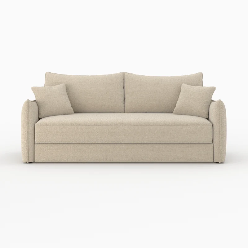 Canapé convertible 3 places Céleste en tissu effet lin beige
