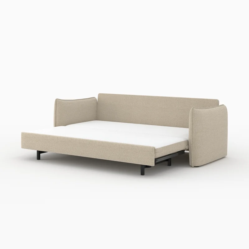 Canapé convertible 3 places Céleste en tissu effet lin beige