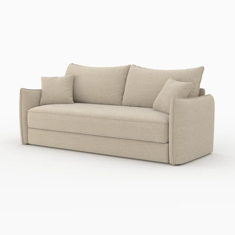 Canapé convertible 3 places Céleste en tissu effet lin beige