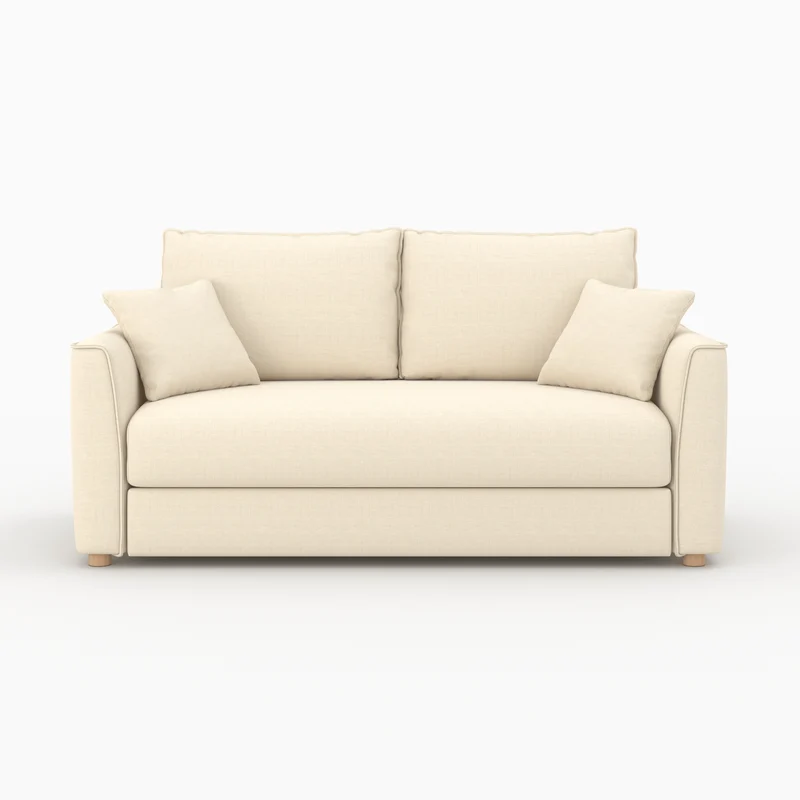Canapé convertible 2 places Olympe en tissu texturé beige