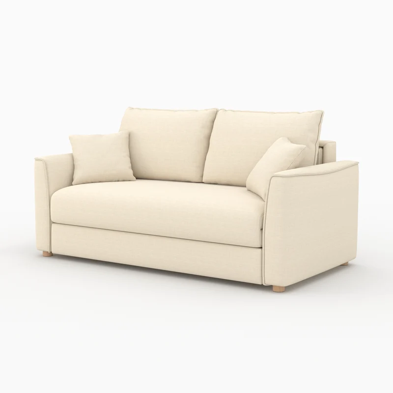 Canapé convertible 2 places Olympe en tissu texturé beige