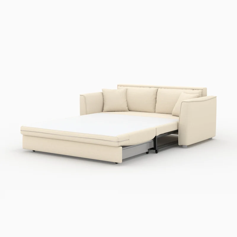 Canapé convertible 2 places Olympe en tissu texturé beige