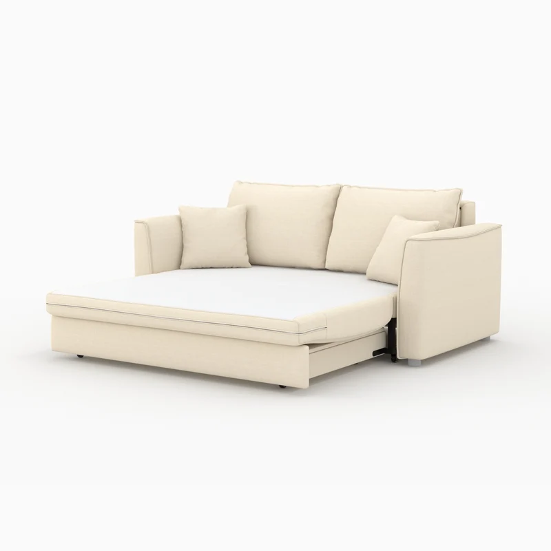 Canapé convertible 2 places Olympe en tissu texturé beige