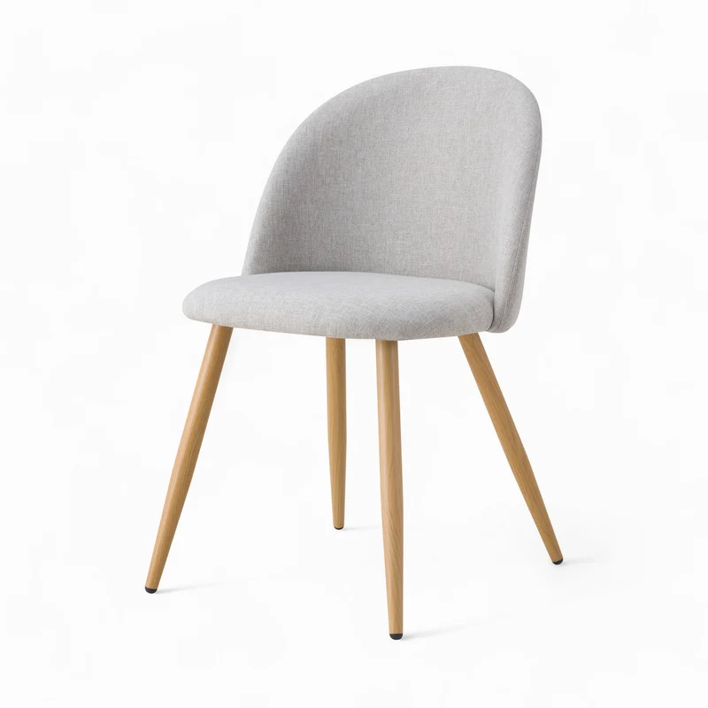 Table et chaises Réno 4 personnes en tissu taupe et bois