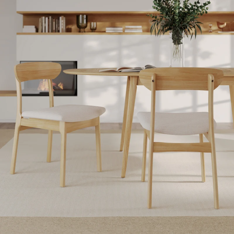 Table et chaises Eddy en bois clair 6 personnes