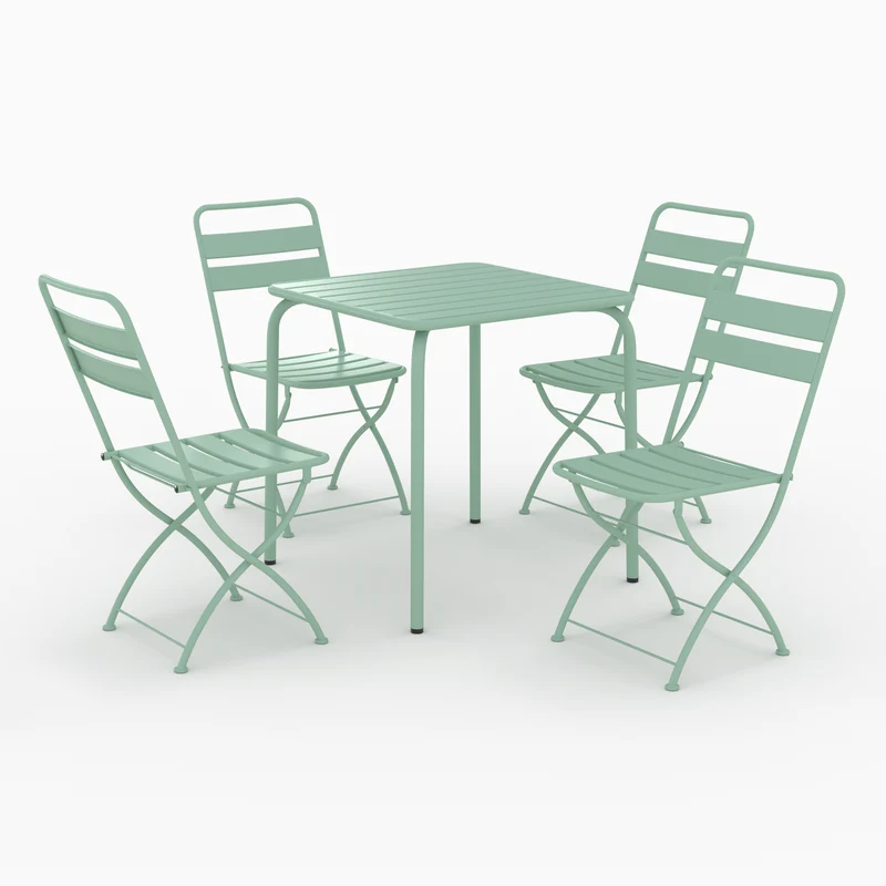 Table et chaises de jardin Yumi 4 personnes en métal vert