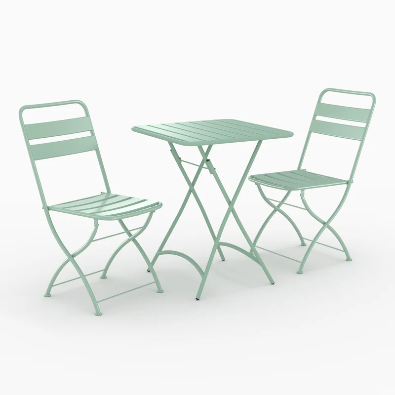 Table et chaises de jardin Yumi 2 personnes en métal vert