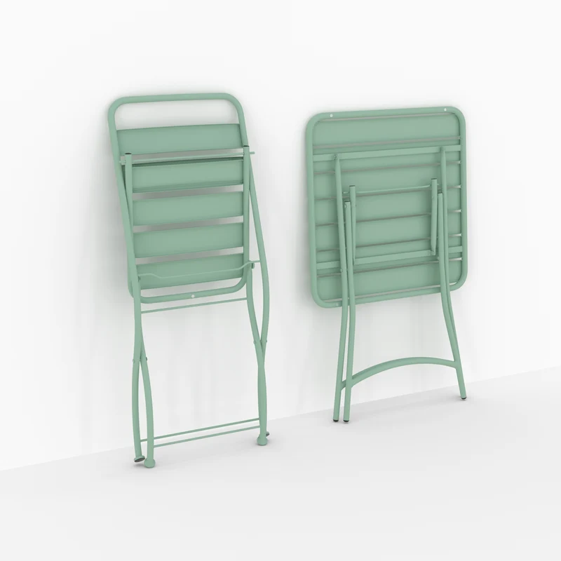 Table et chaises de jardin Yumi 2 personnes en métal vert