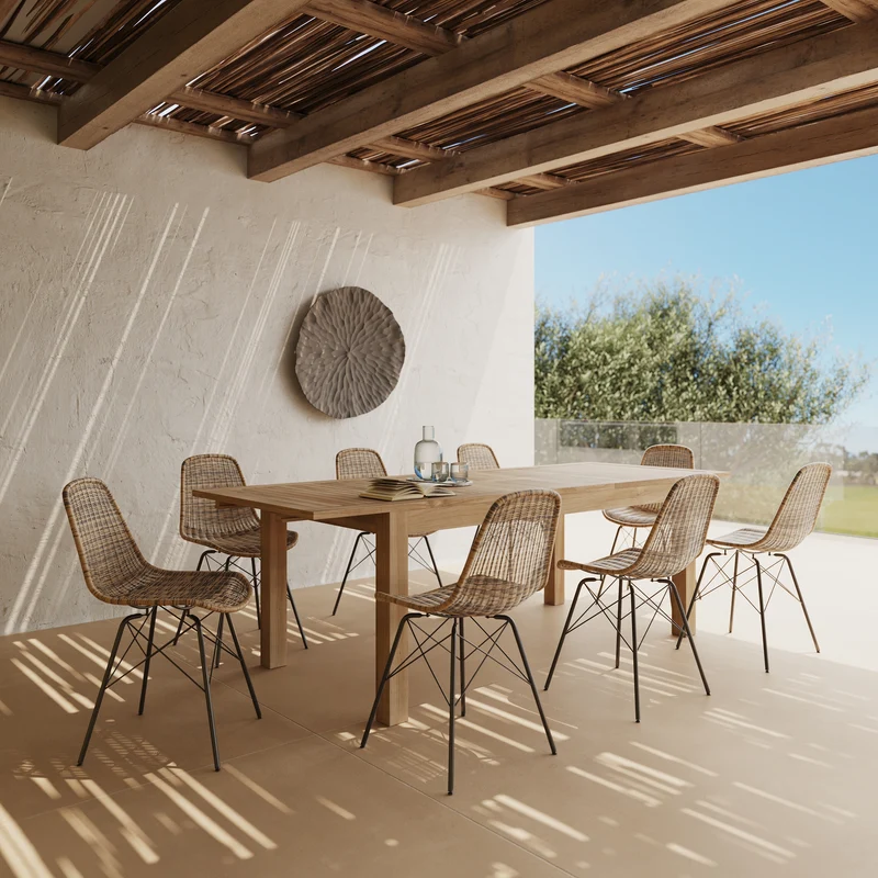 Table et chaises de jardin Tiptur 8 personnes en bois et résine