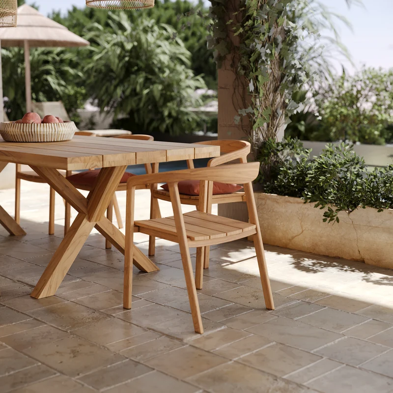 Table et chaises de jardin Soraya 8 personnes en teck massif