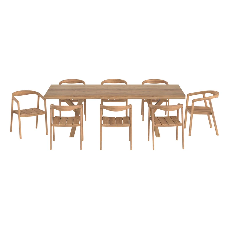 Table et chaises de jardin Soraya 8 personnes en teck massif