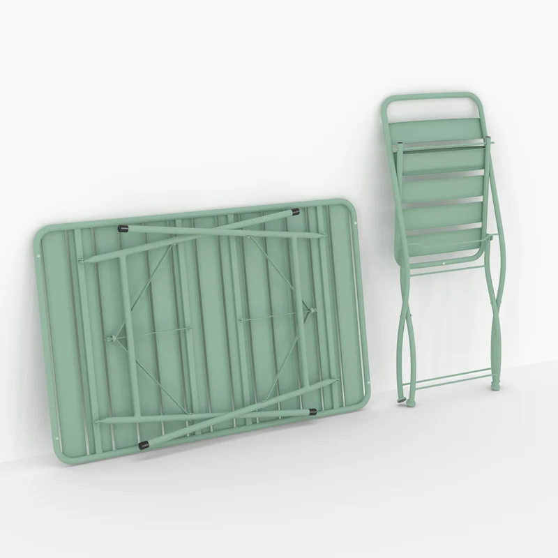 Table et chaises de jardin pliantes Yumi 4 personnes en métal vert