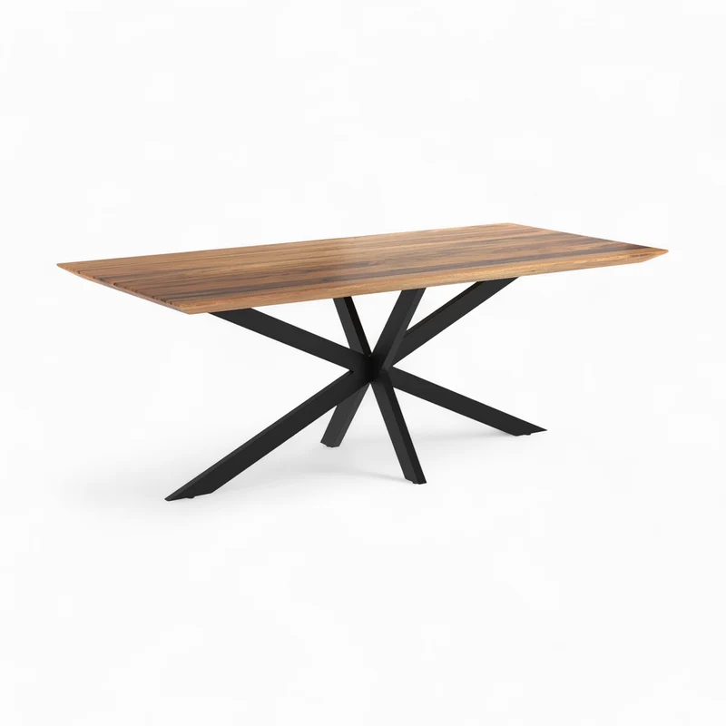 Table et chaises 8 personnes Surdiman en cuir synthétique noir et bois