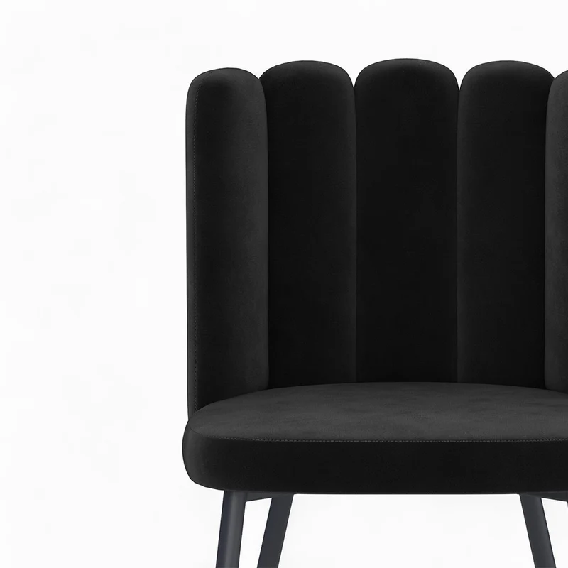 Table et chaises 4 personnes Oman en velours et bois noir