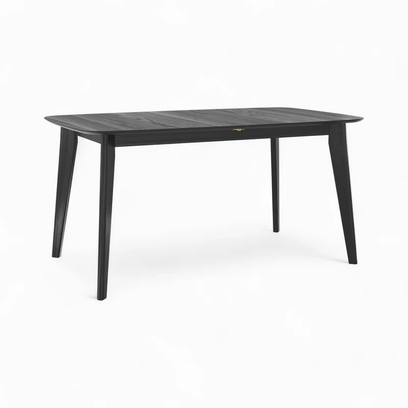 Table et chaises 4 personnes Oman en velours et bois noir