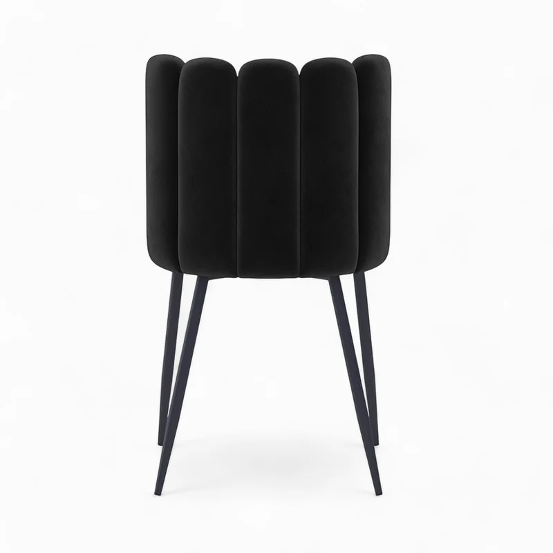 Table et chaises 4 personnes Oman en velours et bois noir