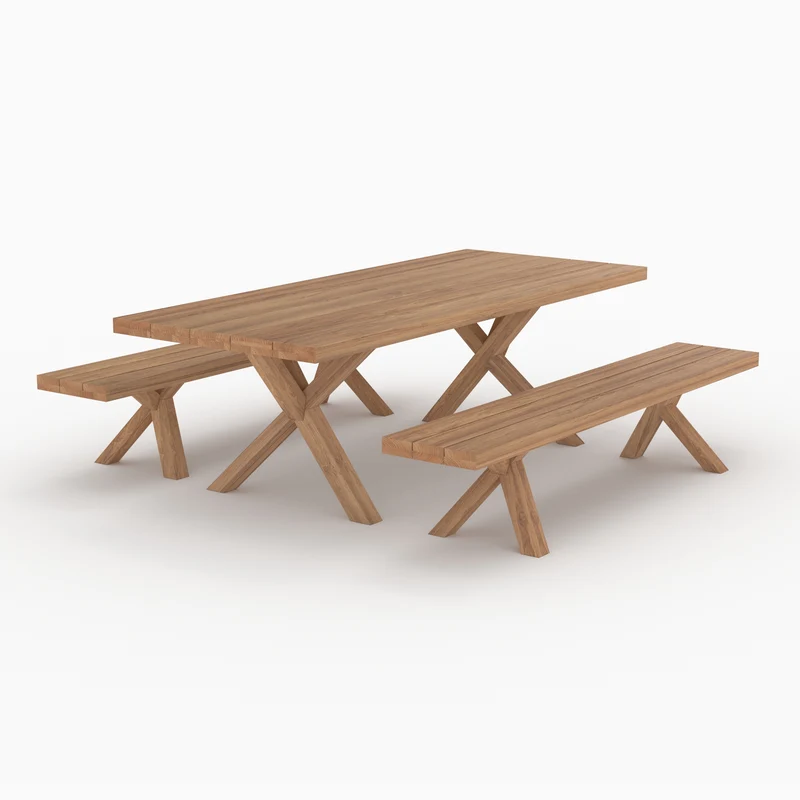Table et bancs de jardin Soraya 10 personnes en bois