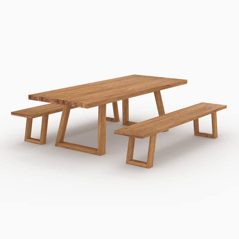 Table et bancs de jardin Luma 10 personnes en bois