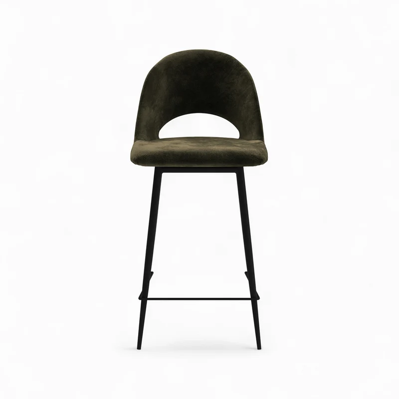 Pack Pénélope 2 chaises et 2 chaises de bar 65 cm en velours vert
