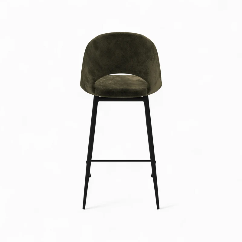 Pack Pénélope 2 chaises et 2 chaises de bar 65 cm en velours vert