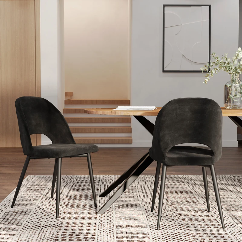 Pack Pénélope 2 chaises et 2 chaises de bar 65 cm en velours noir
