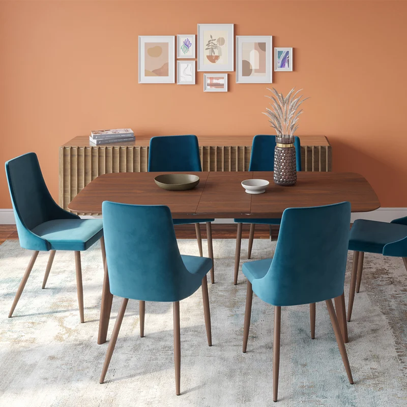 Pack 4 chaises Vinni en velours gris et bleu