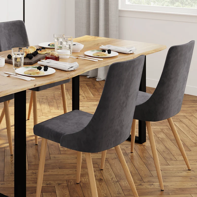Pack 4 chaises Vinni en velours gris et bleu