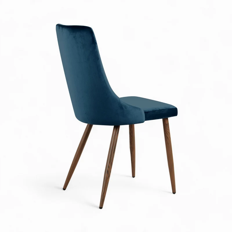 Pack 4 chaises Vinni en velours bleu et jaune