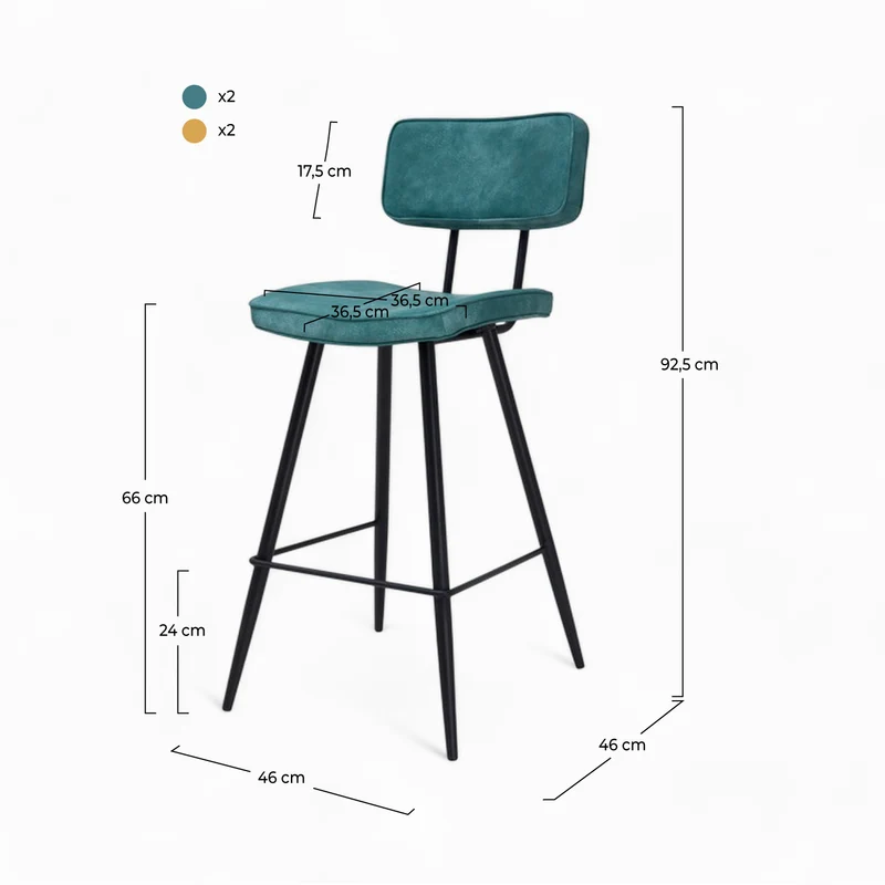 Pack 4 chaises pour îlot central Texas bleues et jaunes 66 cm