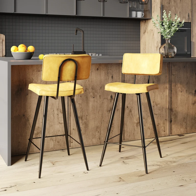 Pack 4 chaises pour îlot central Texas bleues et jaunes 66 cm