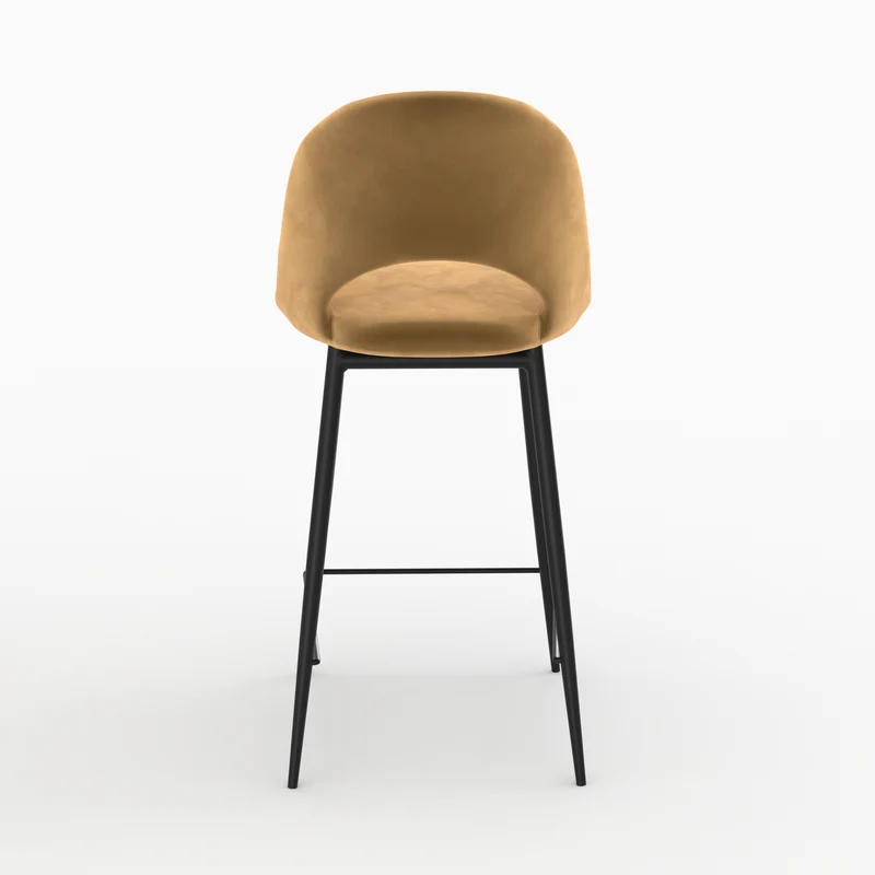 Pack 4 chaises pour îlot central Pénélope en velours vert et jaune 65 cm