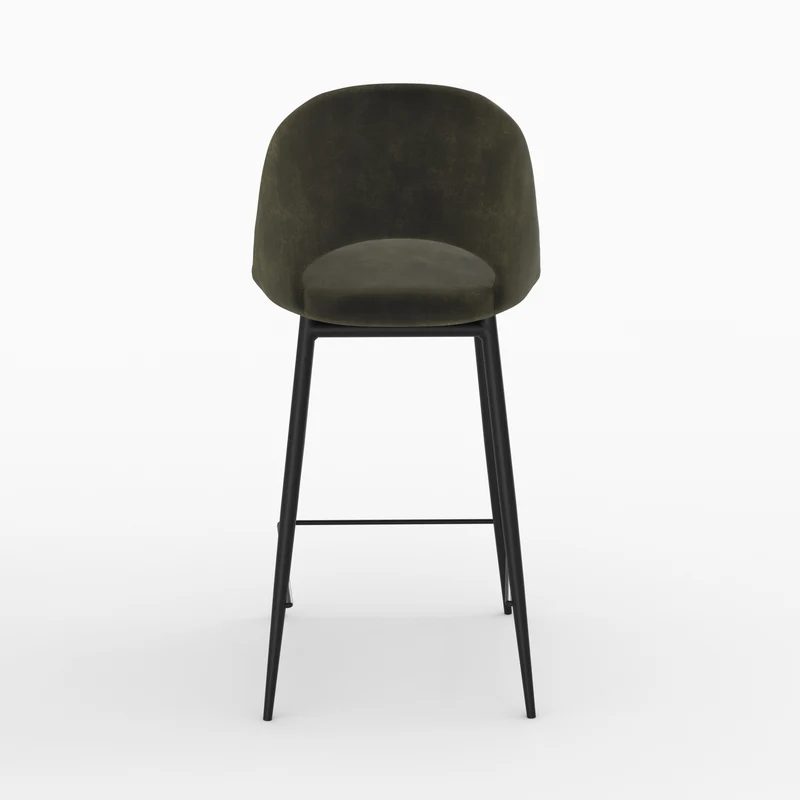 Pack 4 chaises pour îlot central Pénélope en velours vert et jaune 65 cm