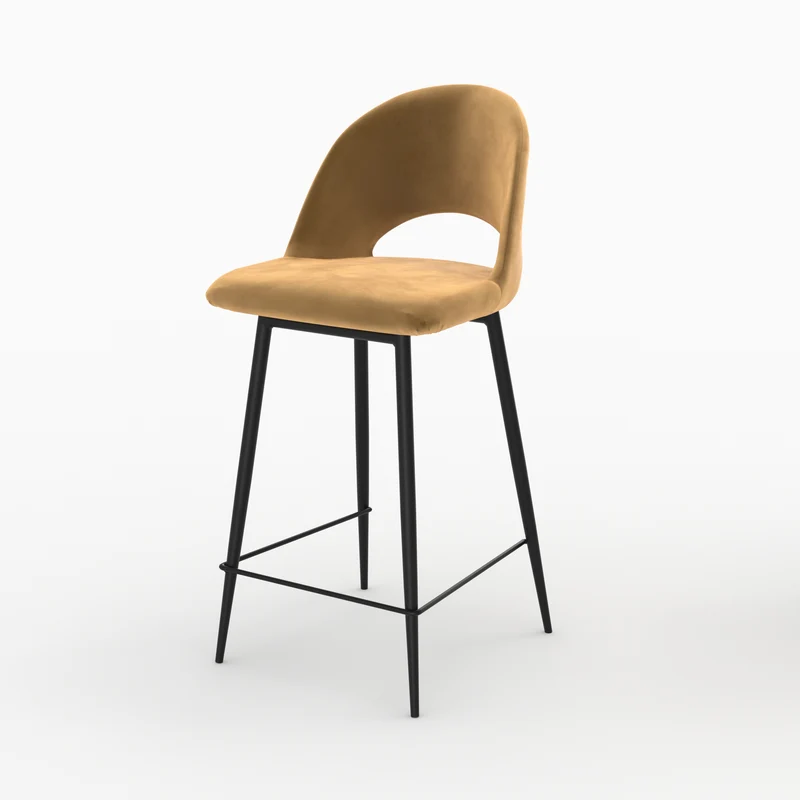 Pack 4 chaises pour îlot central Pénélope en velours vert et jaune 65 cm