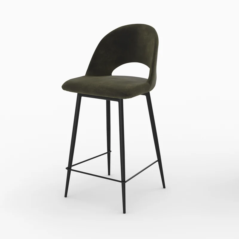 Pack 4 chaises pour îlot central Pénélope en velours vert et jaune 65 cm