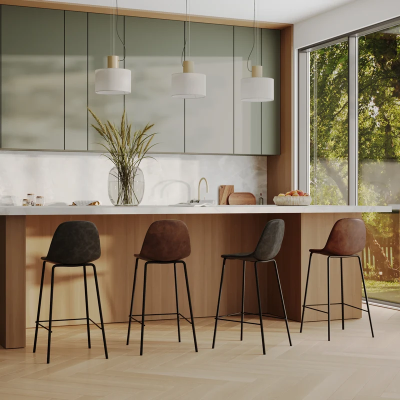 Pack 4 chaises pour îlot central Henrik marron et gris/noir 65 cm