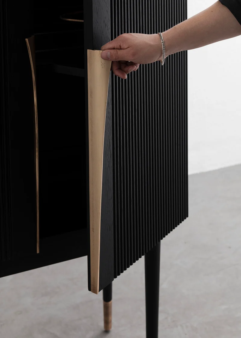 PERFIDIA_01 Bar Cabinet in Solid Wood and Casted Bronze Details