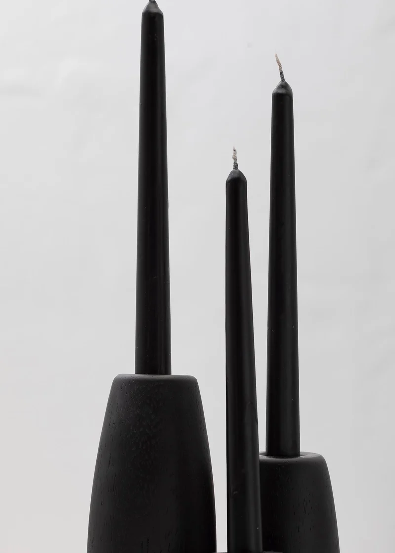 SALAR Decorative Ceramic Candleholder with Solid Wood Plynths