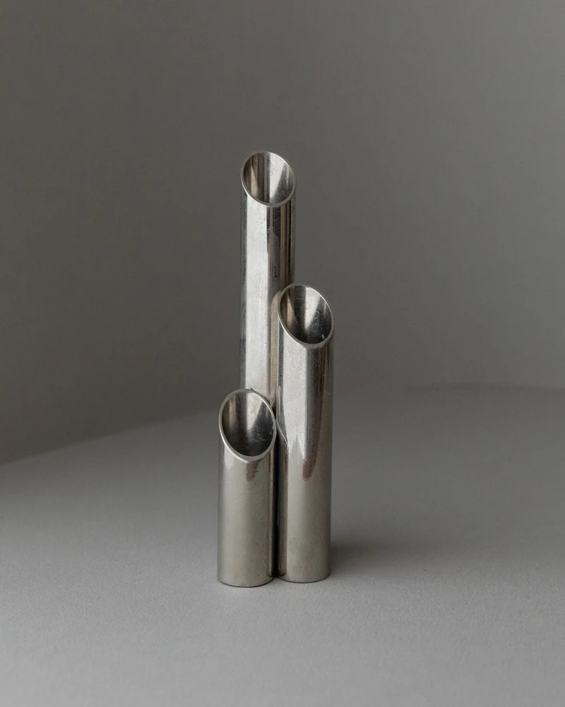 Stainless Steel Candle Holder, Italy 1970s