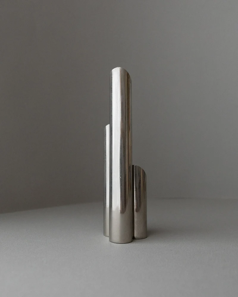 Stainless Steel Candle Holder, Italy 1970s