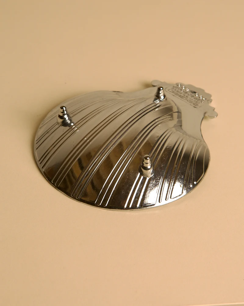 American shell-shaped trinket dish in silver-plated metal 80's