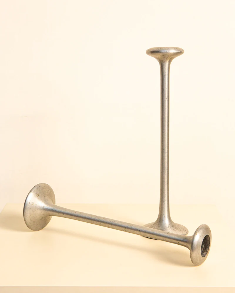 Pair of Cast Aluminum Candleholders '80s